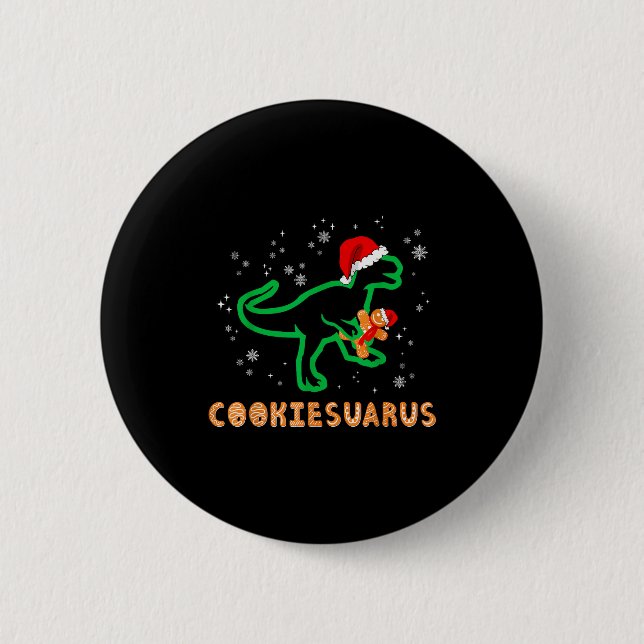 Bóton Redondo 5.08cm Cookiesaurus Natal Dinossauro Rex Biscoito Açucara (Frente)