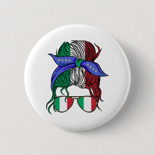 Bóton Redondo 5.08cm Coque sujo Itália com a bandeira italiana