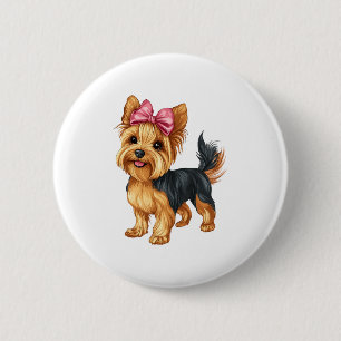 Bóton Redondo 5.08cm Coquette Arco Yorkshire Terrier Dog Yorkie Mãe Rap