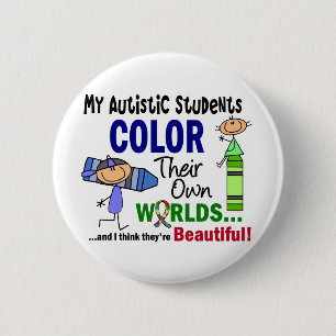 Bóton Redondo 5.08cm COR do autismo SEUS PRÓPRIOS estudantes dos MUNDO