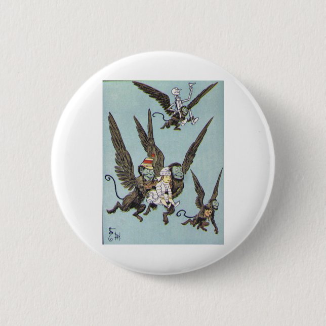 Bóton Redondo 5.08cm Cor dos Macacos Voadores (Frente)