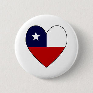 Bóton Redondo 5.08cm Coração da Bandeira Chilena Dia dos Namorados