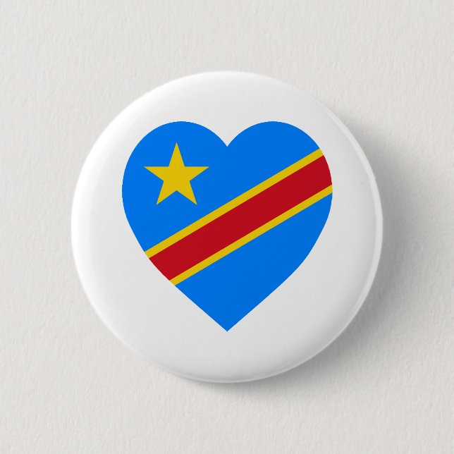 Bóton Redondo 5.08cm Coração da bandeira da república Democrática de (Frente)