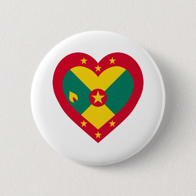 Bóton Redondo 5.08cm Coração da bandeira de Grenada (Frente)