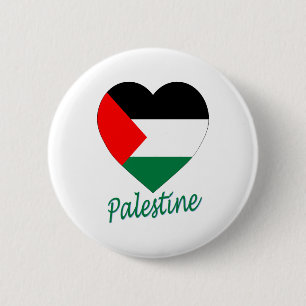 Bóton Redondo 5.08cm Coração da bandeira de Palestina