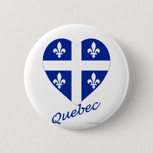 Bóton Redondo 5.08cm Coração da bandeira de Quebeque com nome