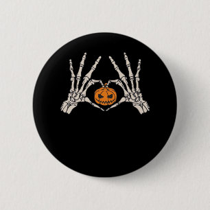Bóton Redondo 5.08cm Coração Da Mão E Pumpkin Engraçado Hallow