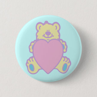 Bóton Redondo 5.08cm Coração de Amor de Urso Bonito