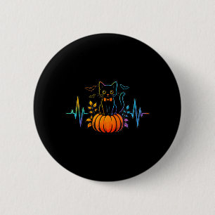 Bóton Redondo 5.08cm Coração de Gato Preto Abóbora de Halloween para Mu