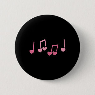 Bóton Redondo 5.08cm Coração de Música Nota Musical Engraçado Músico Cr