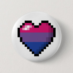 Bóton Redondo 5.08cm Coração de Pixel Bissexual