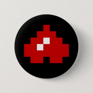 Bóton Redondo 5.08cm Coração de Pixel de 8 Bits para Baixo
