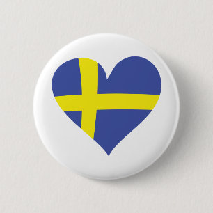 Bóton Redondo 5.08cm coração do amor da suecia - bandeira sueco
