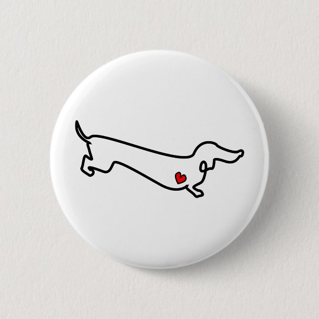 Bóton Redondo 5.08cm Coração do Dachshund (Frente)