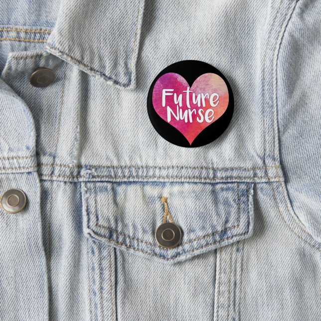 Bóton Redondo 5.08cm Coração futuro da aguarela da enfermeira (In Situ)