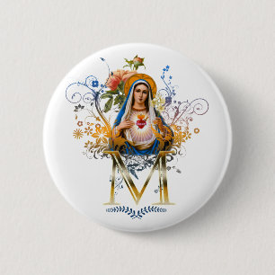 Bóton Redondo 5.08cm Coração imaculado de Mary