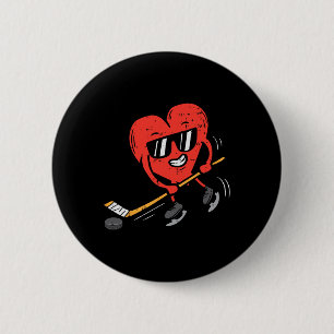 Bóton Redondo 5.08cm Coração Jogando Hockey Dia de os namorados Amor Es