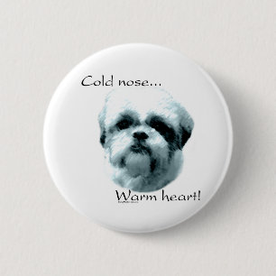 Bóton Redondo 5.08cm Coração morno do nariz frio de Shih Tzu - botão