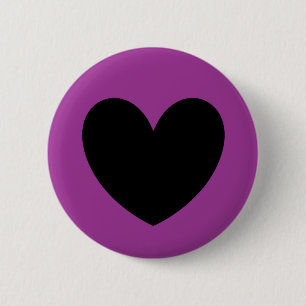 Bóton Redondo 5.08cm Coração negro em roxo