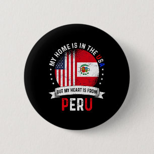 Bóton Redondo 5.08cm Coração Patriota Americano Peruano É Da Bandeira D