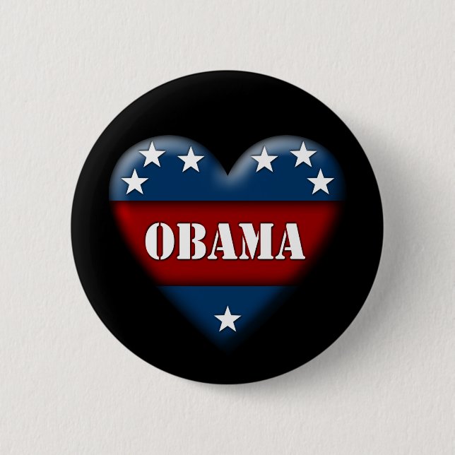 Bóton Redondo 5.08cm coração patriótico de obama (Frente)