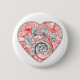Bóton Redondo 5.08cm Coração Vermelho para Impressão de Mandala Cão