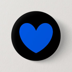 Bóton Redondo 5.08cm Corações de polca azul em preto