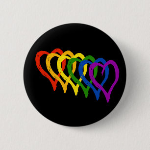 Bóton Redondo 5.08cm Corações mergulhados arco-íris do orgulho gay d