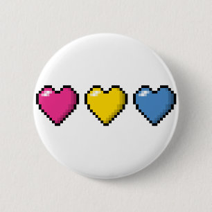 Bóton Redondo 5.08cm Corações Pansexual do pixel