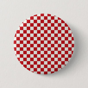 Bóton Redondo 5.08cm Cores Checkered vermelhas e brancas do CHURRASCO