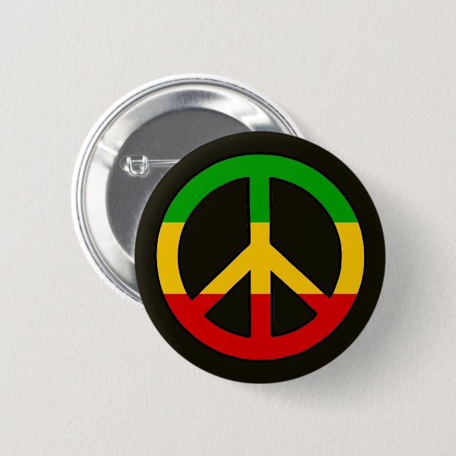 Bóton Redondo 5.08cm Cores da Bandeira Rasta Símbolo da Paz (Frente & Verso)
