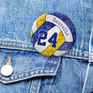 Bóton Redondo 5.08cm Cores da equipe de vôlei de ouro azul