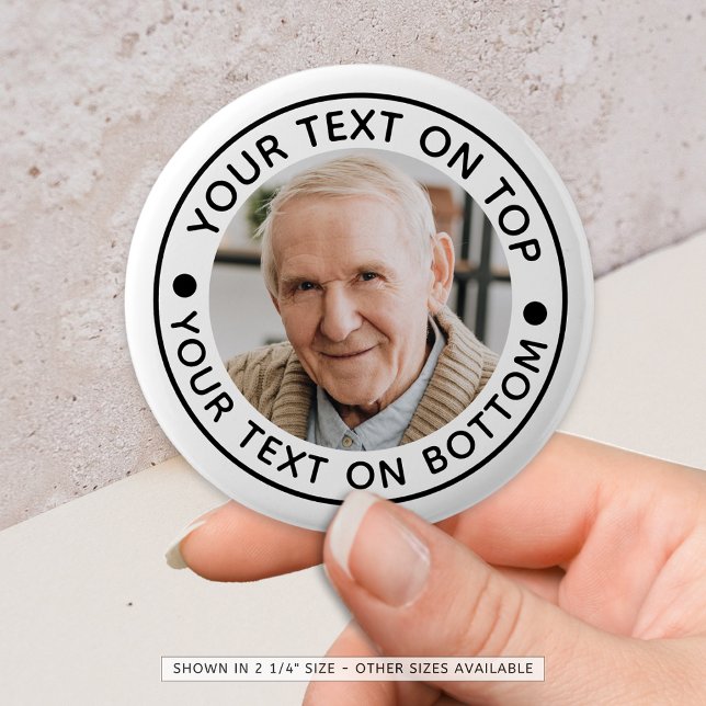 Bóton Redondo 5.08cm Cores de Texto Personalizadas de Foto Personalizad (Criador carregado)
