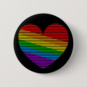 Bóton Redondo 5.08cm Corey Tiger 80s Rainbow Stripe Heart Pin