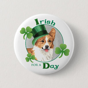 Bóton Redondo 5.08cm Corgi de Galês do Pembroke do dia de St Patrick