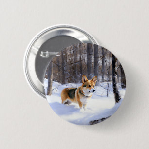 Bóton Redondo 5.08cm Corgi Let It Snow Natal