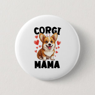Bóton Redondo 5.08cm Corgi Mãe - Cute Corgi Mama