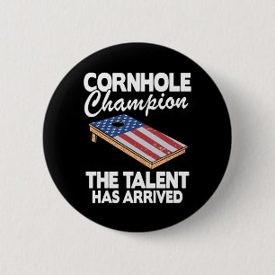 Bóton Redondo 5.08cm Cornhole Champion American Flag Conselho Funny Cor