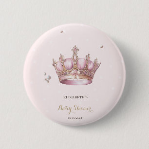 Bóton Redondo 5.08cm Coroa de Pequena Princesa Pérolas Pontos Chuveiro 