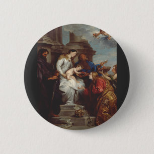 Bóton Redondo 5.08cm Coroação de Santa Rosália por Anthony van Dyck