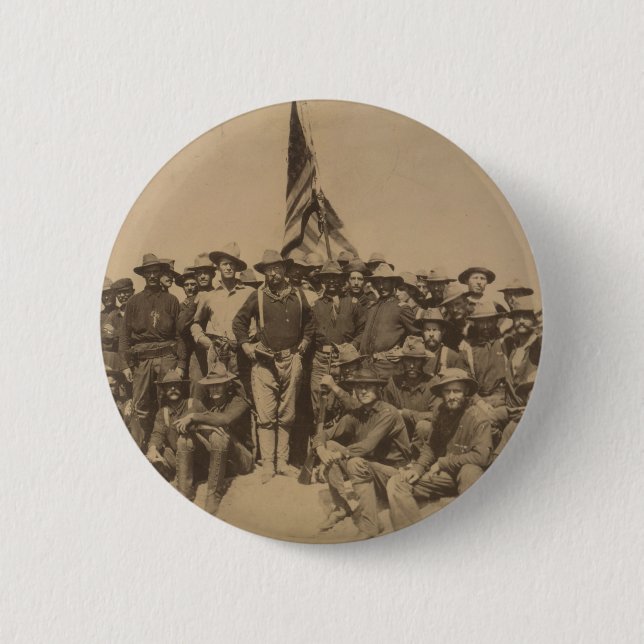 Bóton Redondo 5.08cm Coronel Roosevelt e seu Rough Riders (Frente)
