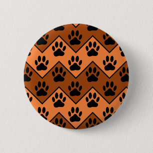 Bóton Redondo 5.08cm Corredor Laranja E Castanho Com Padrão De Pata De
