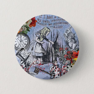 Bóton Redondo 5.08cm Cortina de nonsense da Alice no país das maravilha