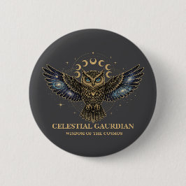 Bóton Redondo 5.08cm Coruja Celestial Guardiã Cósmica