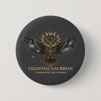 Bóton Redondo 5.08cm Coruja Celestial Guardiã Cósmica