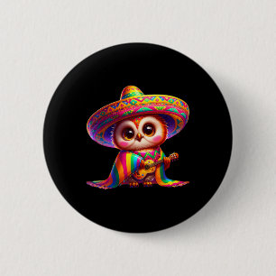 Bóton Redondo 5.08cm Coruja do Cinco De Mayo Sombrero Mexicano Homens M