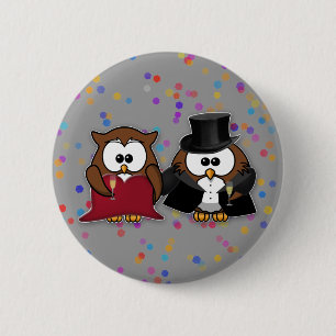 Bóton Redondo 5.08cm corujas de champanhe