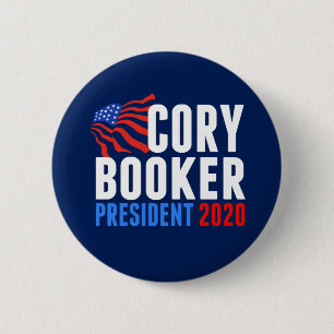 Bóton Redondo 5.08cm Cory Booker para o Presidente 2020