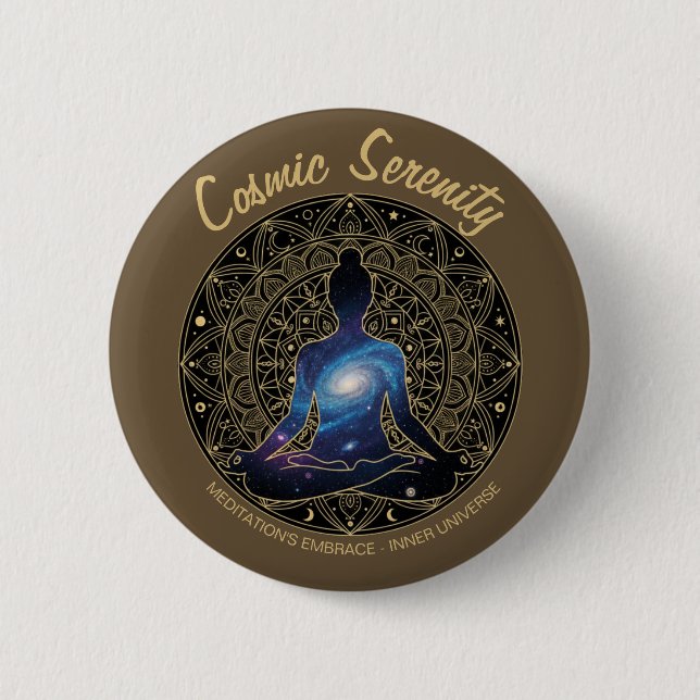 Bóton Redondo 5.08cm Cosmic Serenity Meditation – Galaxy Mandala  (Frente)