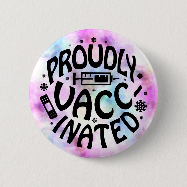 Bóton Redondo 5.08cm Covid19 Coronavírus Atirado Profundamente Vacinado (Frente)